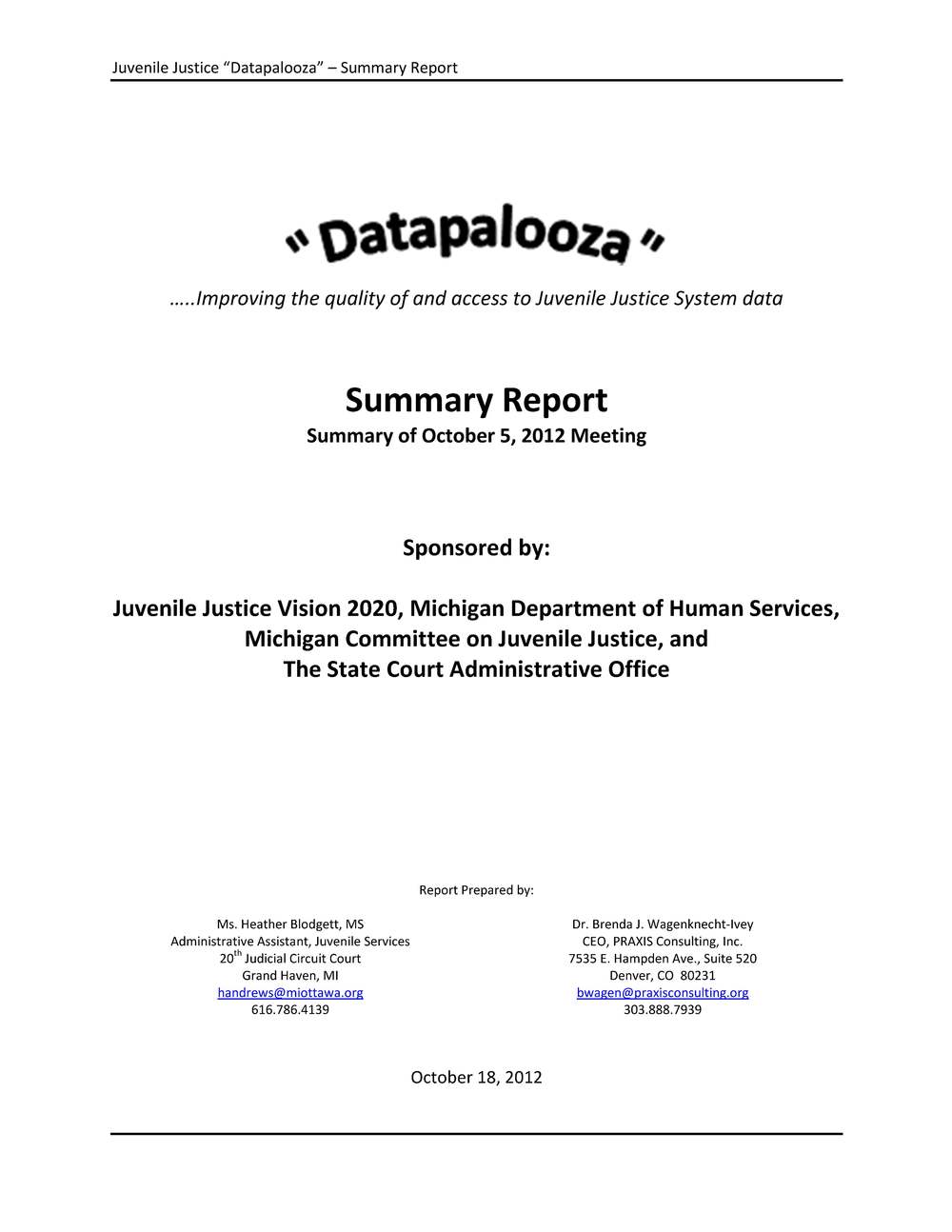 Datapalooza Report